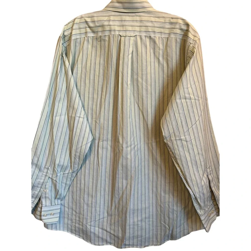 Dockers Dress Shirt Mens 16-16.5 34/35 Yellow Blue Striped Long Sleeve Career